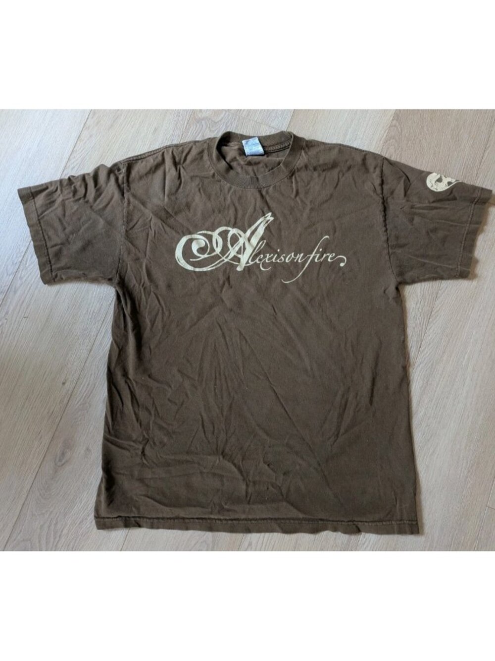 Vintage Alexisonfire T Shirt Y2K 2000s Alstyle Watch Out? Brown Cursive Size L
